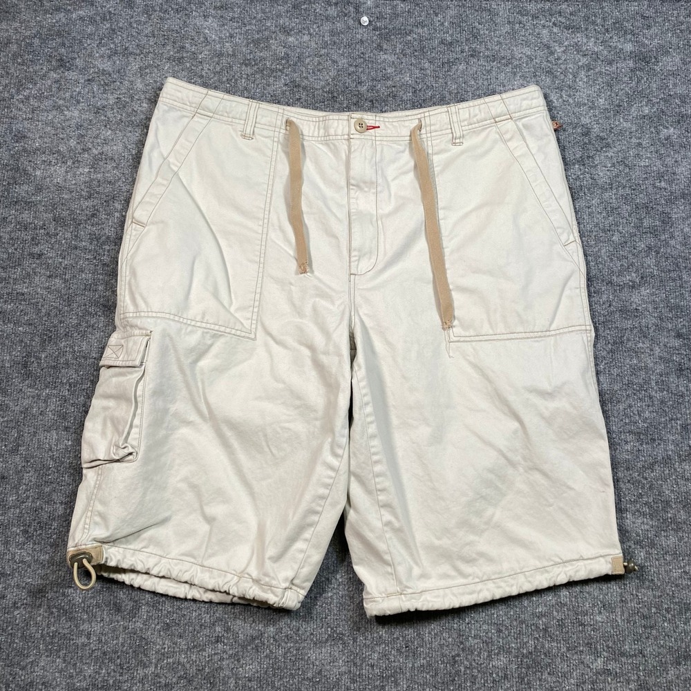 Structure Utility Supply Mens XL Cargo Shorts Beige Cotton Drawstring Gorpcore
